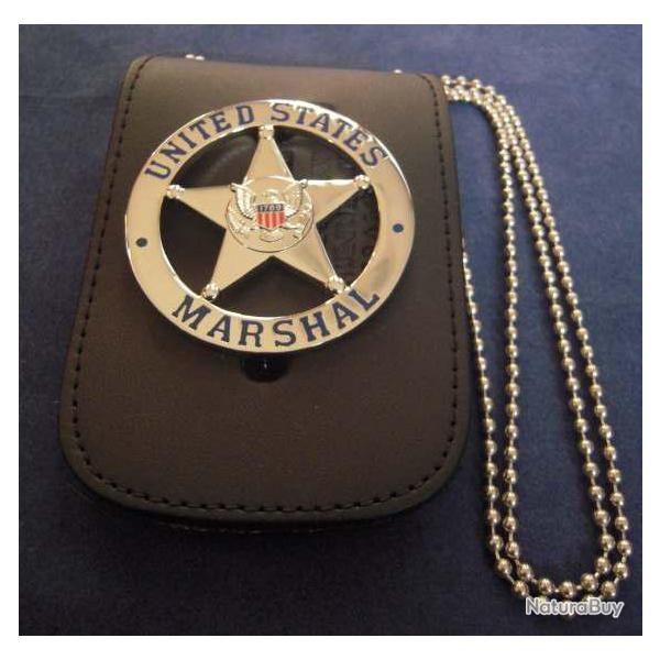 Porte insigne "tour de cou" avec insigne US MARSHAL