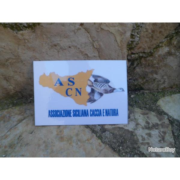 Magnifique autocollant "ASCN - Associazione Siciliana caccia e Natura" Import Italie