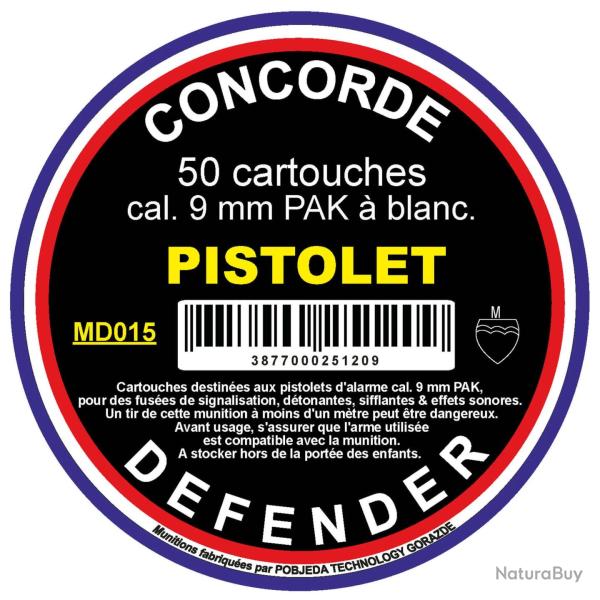 Cartouches A Blanc Concorde Defender 9 MM Pour Pistolet