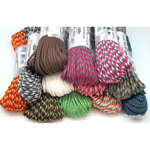 Lot de 12 Paracordes - 12 Couleurs Made In USA 30 mtres RGxxxh