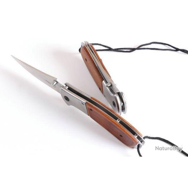 Couteau Pliant de Poche FOX Lame Acier 9 cm Manche Bois 11,5 cm