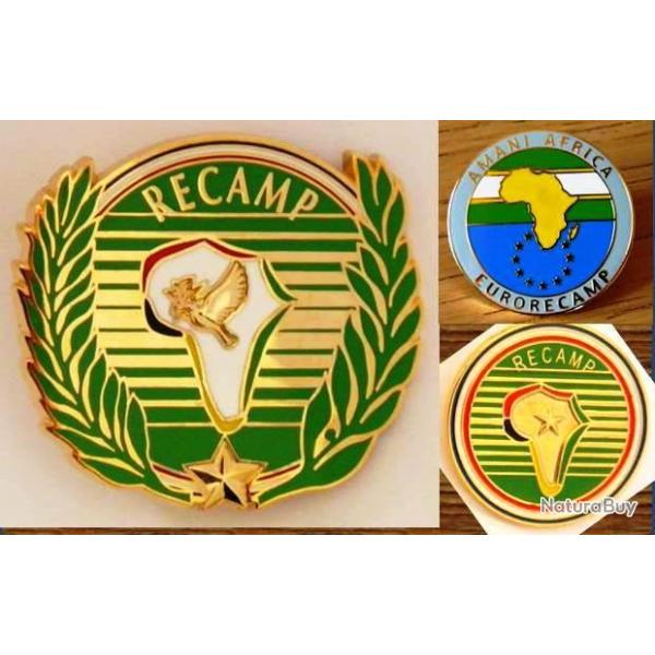 Insigne et pin's m�tal RECAMP & AMANI AFRICA (lot de trois)