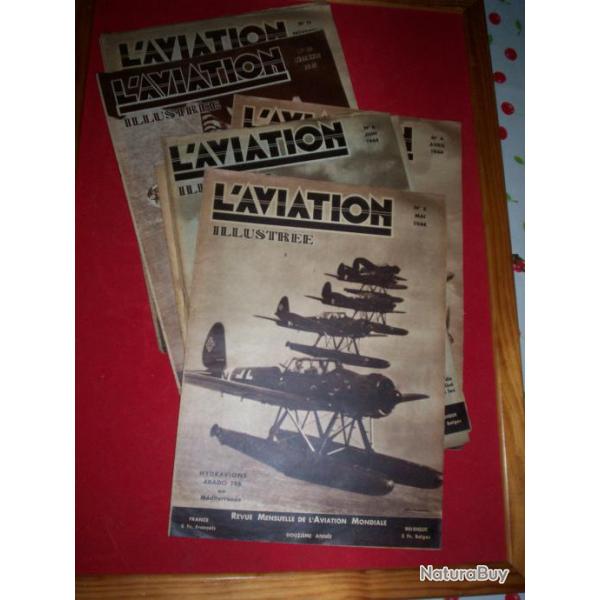 L'aviation illustr�e 1943-1944,  10 num�ros revue mensuelle de l'aviation mondiale