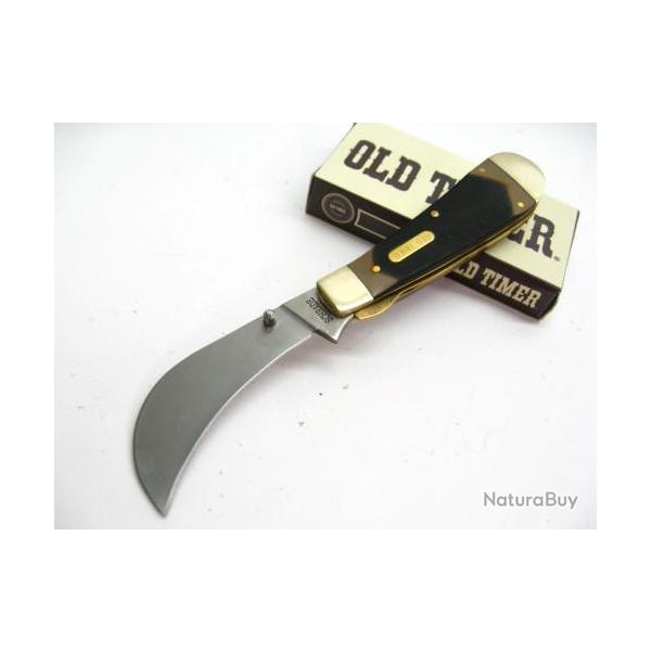 Couteau Serpette Schrade Old Timer Hawkbill Pruner Acier Carbone/Inox Manche Delrin SCH216OT