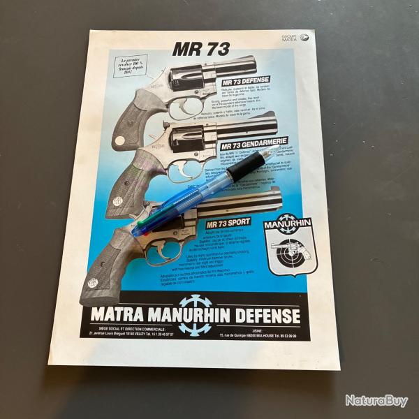 Flyer Feuillet technique MANURHIN  MR 73 police gendarmerie sport
