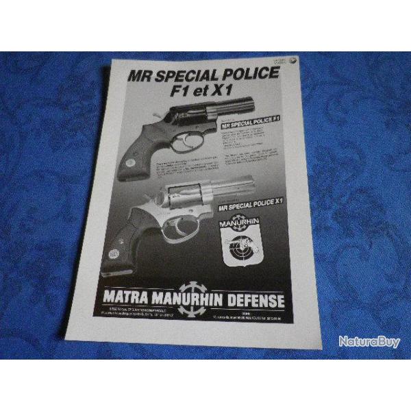 Feuillet technique manurhin MR F1 X1 sp�cial POLICE