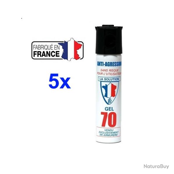 Lot 5 unit�s Bombe lacrymogene anti agression CS GEL PUNCH P100 75ml