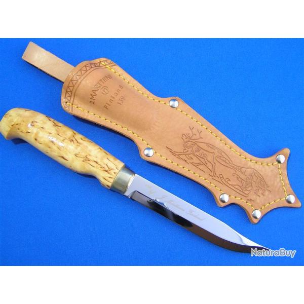 Couteau Marttiini Lynx Knife 139 Lame Acier Sandvick Manche Bois Etui Cuir Made In Finland MN139010