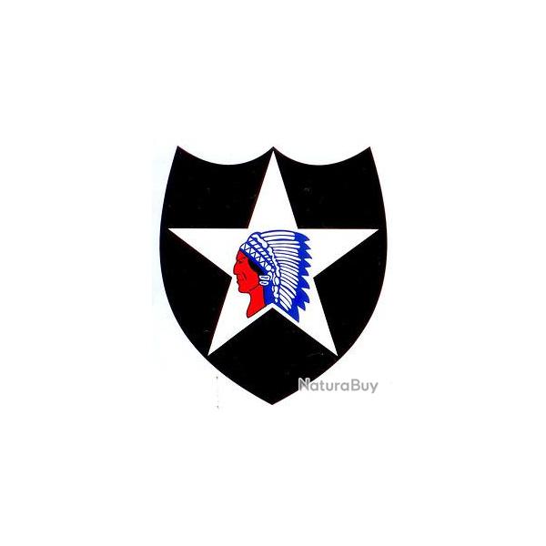 Autocollant sticker 2nd INDIAN HEAD ( JEEP DODGE GMC WW2 USA DEBARQUEMENT D DAY