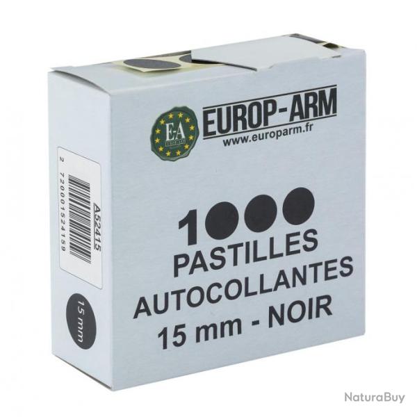 Pastilles autocollantes noires 15 mm  (boite de 1000 )