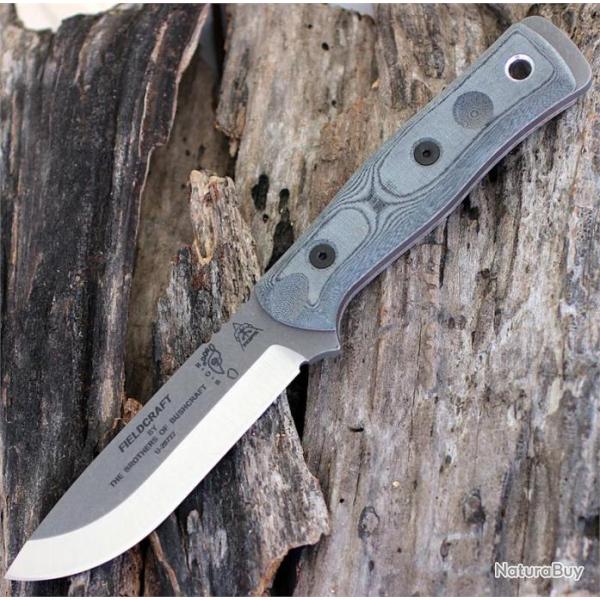 Couteau de Survie Tops B.O.B. Hunter Brothers Acier 1095 USA Manche Micarta Etui Kydex TPBROSTBF02