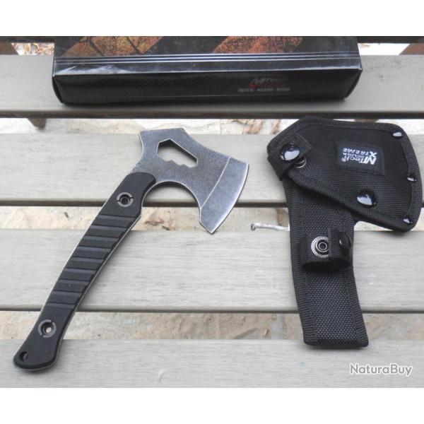 LOT DE 3 - LOT DE 3 Hache Tomahawk Mtech Xtreme Carbon Blade Manche G-10 Etui Nylon MTXAXE10BK