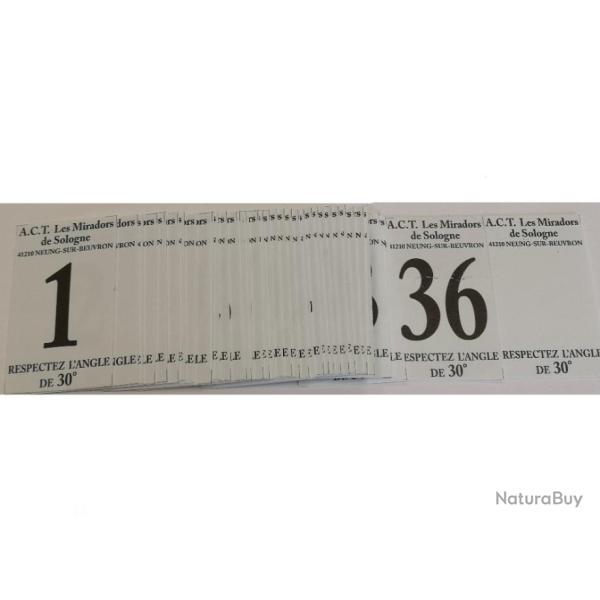 Num�ro de poste blanc de 1 � 36 + 3 vierges