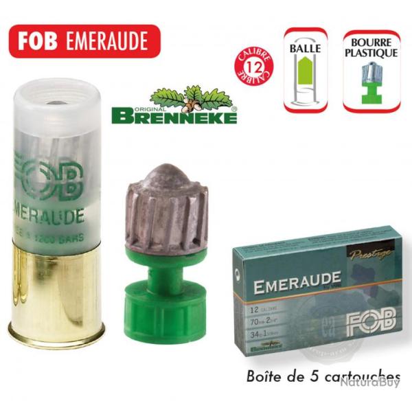 Cartouche Fob meraude  balle Brenneke - Cal. 12/70