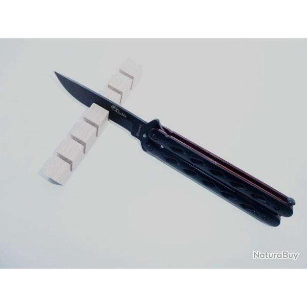 Couteau PAPILLON Militaire ANUBIS Noire et Rouge