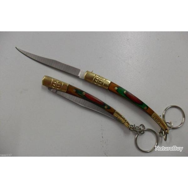 Couteau de Poche Lame Fine Acier 8 cm Manche Bois 10 cm Style Canif