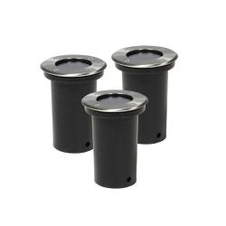 Set de 3 spot ext&eacute;rieur encastrable rond luminaire d&eacute;coration acier inoxydable 2402035