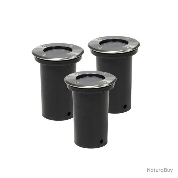 Set de 3 spot extrieur encastrable rond luminaire dcoration acier inoxydable 2402035