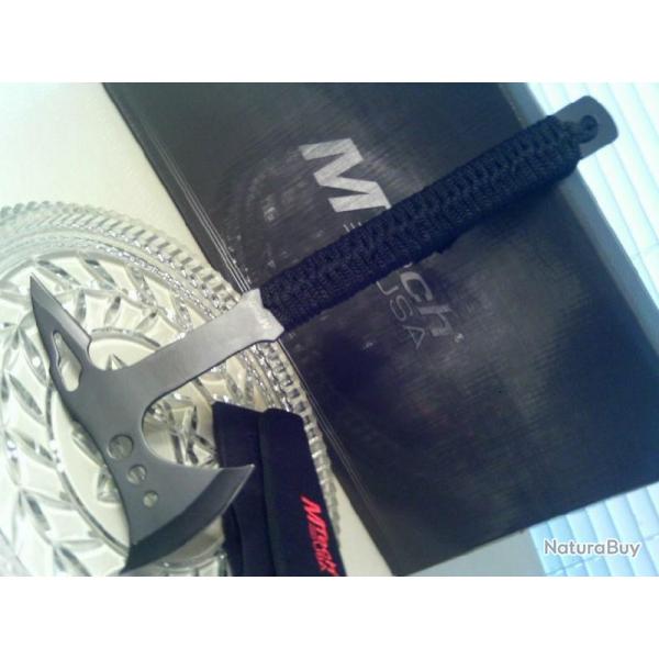 Hache Tomahawk Mtech Axe Black Handle Acier 440 Manche Para Corde Etui Nylon MTAXE8B