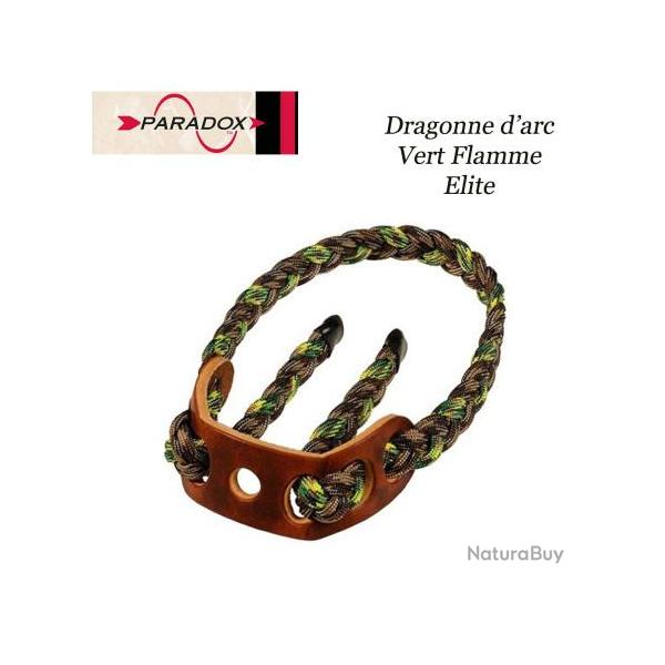 PARADOX Dragonne d'arc tresse avec finition cuir  Vert Flamme Elite