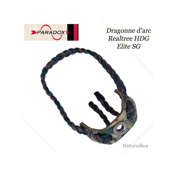 PARADOX Dragonne d'arc tresse avec finition cuir  Realtree HDG Elite SG