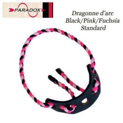 PARADOX Dragonne d'arc tress&eacute;e avec finition cuir Noir/Rose/Fuchsia Standard