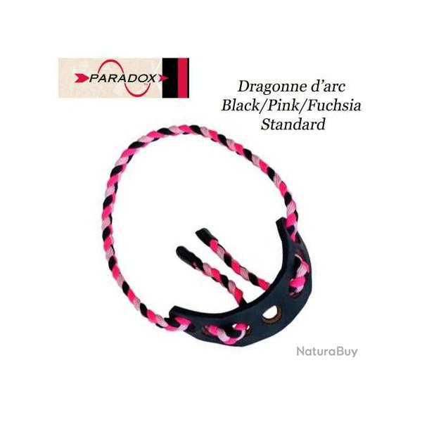 PARADOX Dragonne d'arc tress�e avec finition cuir Noir/Rose/Fuchsia Standard