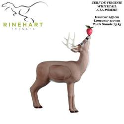 RINEHART Cible 3D Cerf de Virginie Whitetail &agrave; la pomme en mousse pour le tir &agrave; l'arc