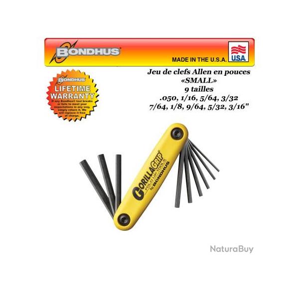 BONDHUS Jeu de clefs Allen US en pouces pour l'archerie Small