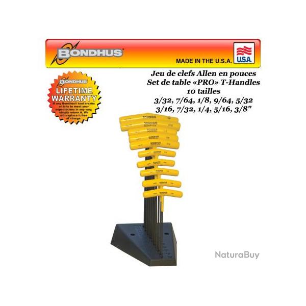BONDHUS Jeu de clefs Allen US en pouces pour l'archerie Pro