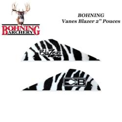 BOHNING Vanes Blazer 2" pouces en plastique unies ou tigr&eacute;es Tiger White