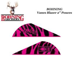 BOHNING Vanes Blazer 2" pouces en plastique unies ou tigr&eacute;es Tiger Pink