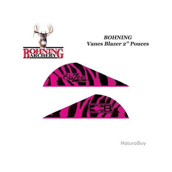BOHNING Vanes Blazer 2" pouces en plastique unies ou tigr�es Tiger Pink