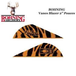 BOHNING Vanes Blazer 2" pouces en plastique unies ou tigr&eacute;es Tiger Orange