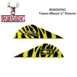 BOHNING Vanes Blazer 2" pouces en plastique unies ou tigr&eacute;es Tiger Yellow