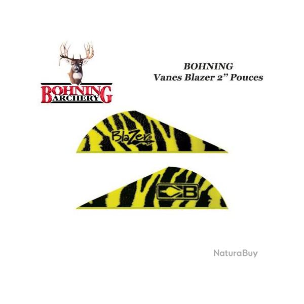 BOHNING Vanes Blazer 2" pouces en plastique unies ou tigr�es Tiger Yellow