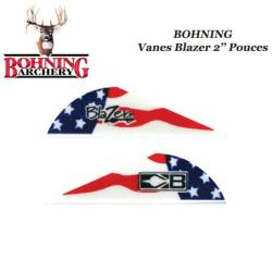 BOHNING Vanes Blazer 2" pouces en plastique unies ou tigr&eacute;es American Flag