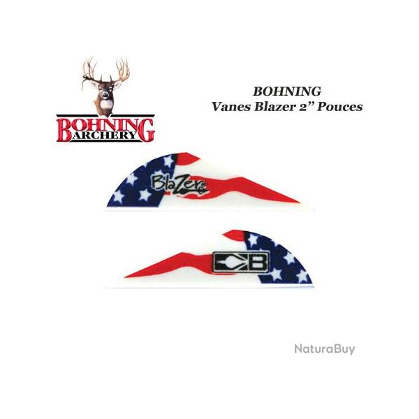 BOHNING Vanes Blazer 2" pouces en plastique unies ou tigr�es American Flag