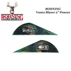 BOHNING Vanes Blazer 2" pouces en plastique unies ou tigr&eacute;es Peacock