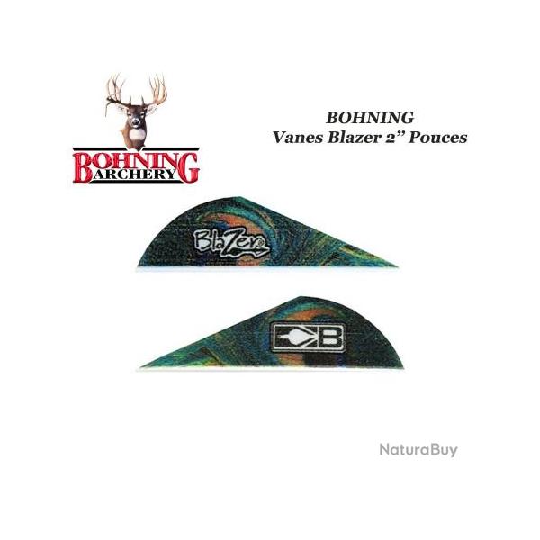 BOHNING Vanes Blazer 2" pouces en plastique unies ou tigr�es Peacock