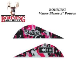 BOHNING Vanes Blazer 2" pouces en plastique unies ou tigr&eacute;es Pink Camo