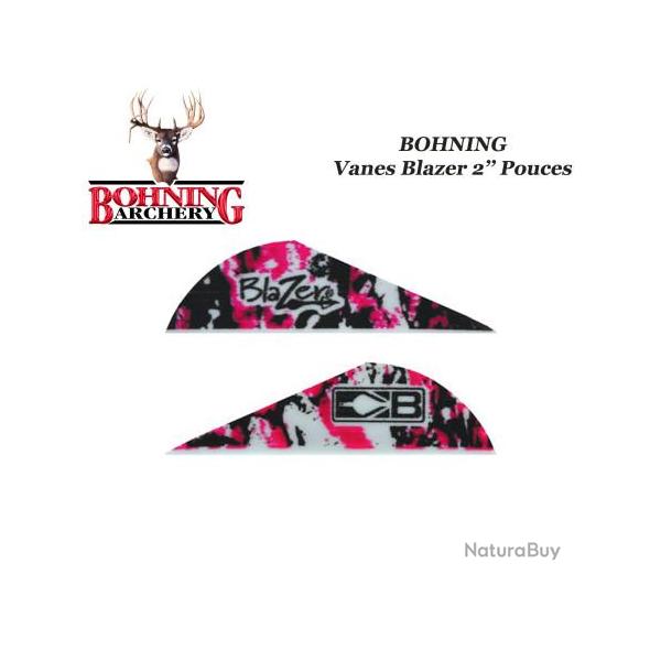 BOHNING Vanes Blazer 2" pouces en plastique unies ou tigr�es Pink Camo