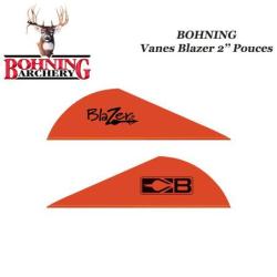 BOHNING Vanes Blazer 2" pouces en plastique unies ou tigr&eacute;es Rouge N&eacute;on