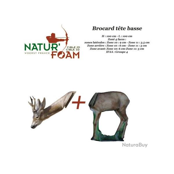 NATUR'FOAM Cible 3D Chevreuils, Chevrettes et Brocards en mousse pour le tir � l'arc Brocard T�te Ba