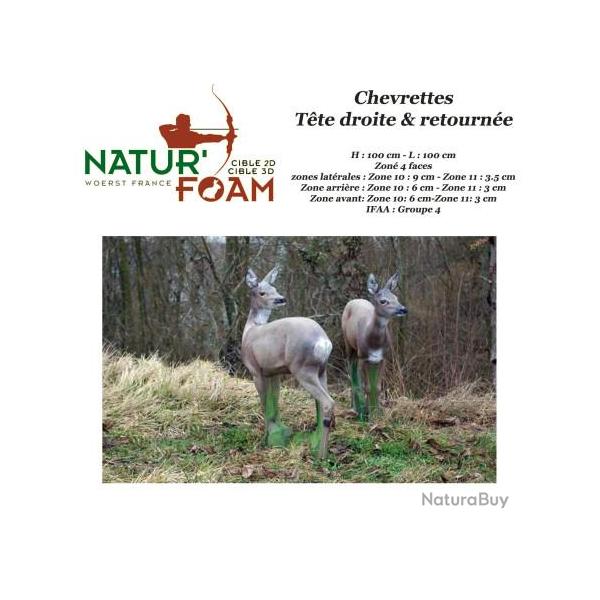 NATUR'FOAM Cible 3D Chevreuils, Chevrettes et Brocards en mousse pour le tir � l'arc Chevrette T�te 