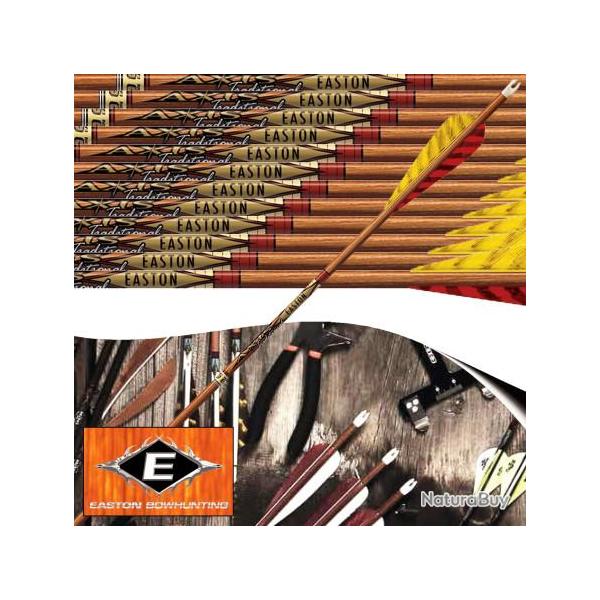 EASTON Axis Traditional Fl�ches de chasse et tir 3D en carbone imitation bois empenn�es avec plumes 