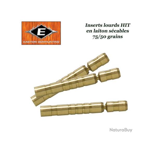 EASTON Inserts HIT lourds en laiton s�cables 75-50 grains pour tubes et fl�ches Axis