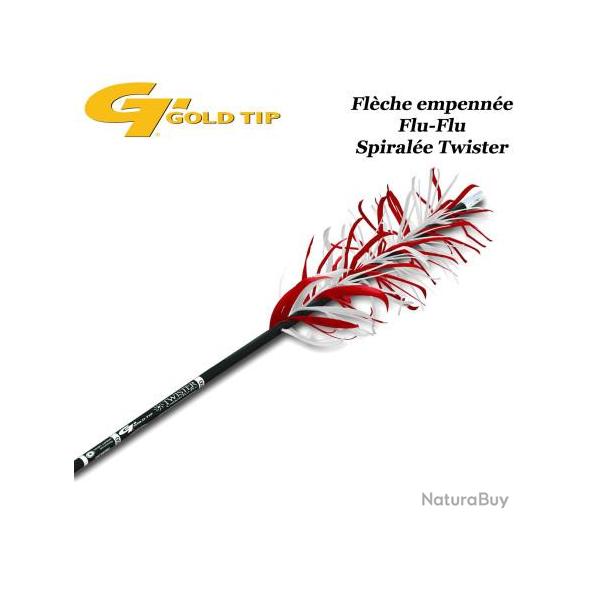 GOLD TIP Twister Fl�che Flu-Flu en carbone empenn�e en spirale avec des plumes naturelles pour le ti