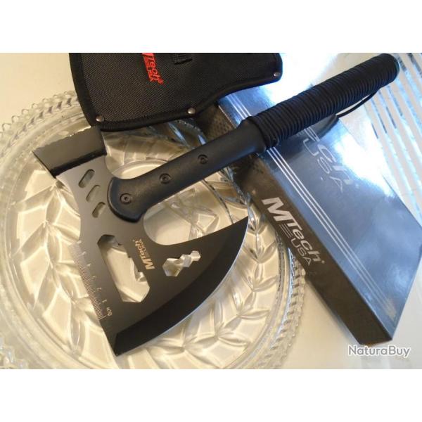 Tomahawk Hache de Survie Rescue MTech Survival Axe Acier 440 Manche Abs + Corde Etui Nylon MTAXE14