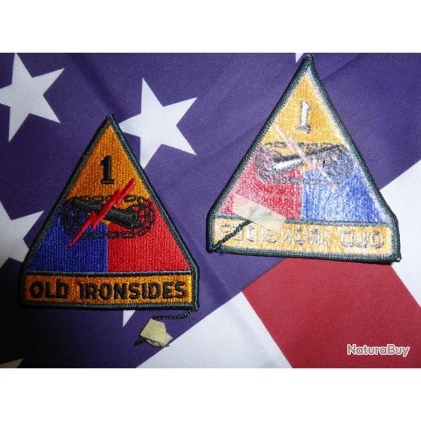 PATCH INSIGNE ORIGINAL post-war 1st ARMORED DIVISION OLD IRONSIDES ( blinde char tank